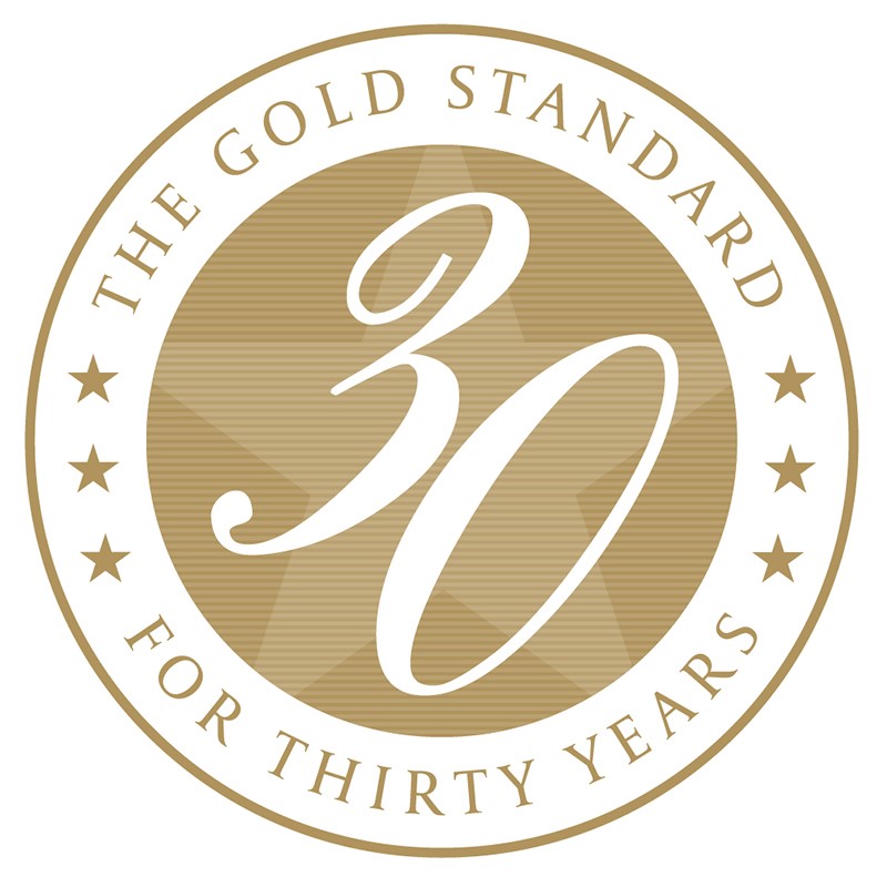 30th Anniversary Medallion Golden Circle Shape With 30 In Center The Gold Standard for 30 years